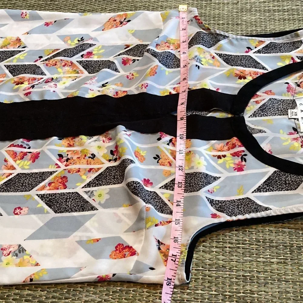 CAbi Sleeveless Floral Top With Black Trim - Picture 6 of 9